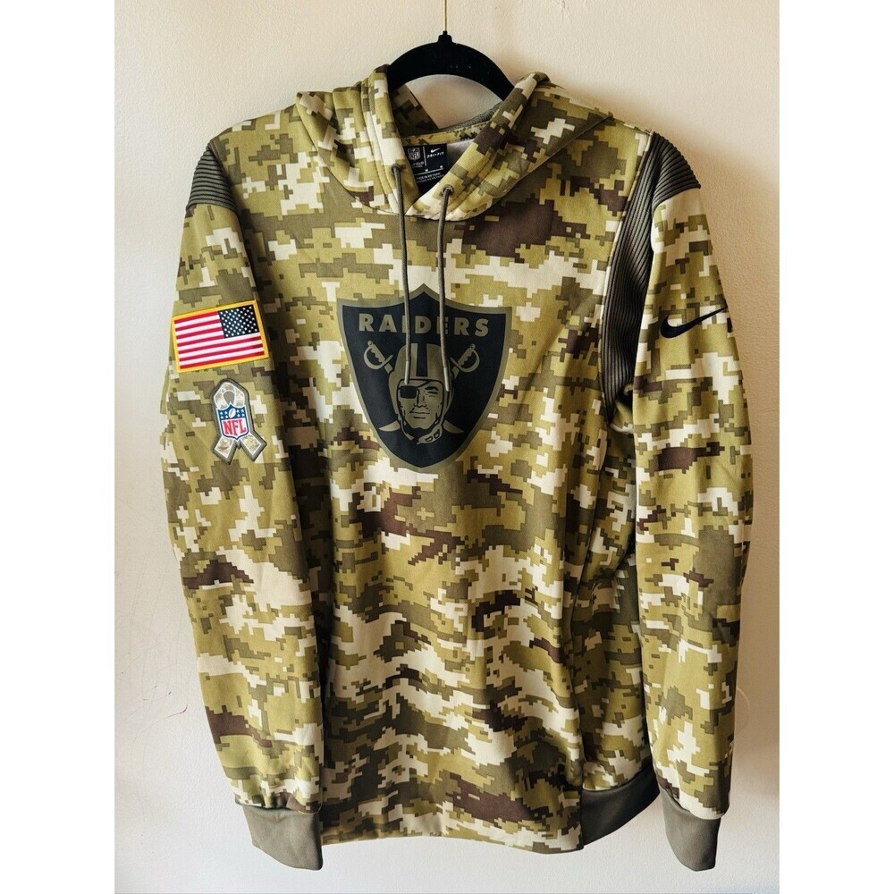 Nike Las Vegas Raiders NFL 2021 Salute To Service Hoodie Camo Men's Size M
